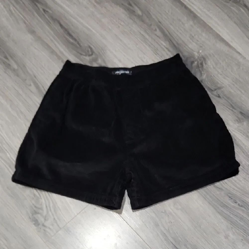 Mens Black Pull On Corduroy Drawstring Shorts